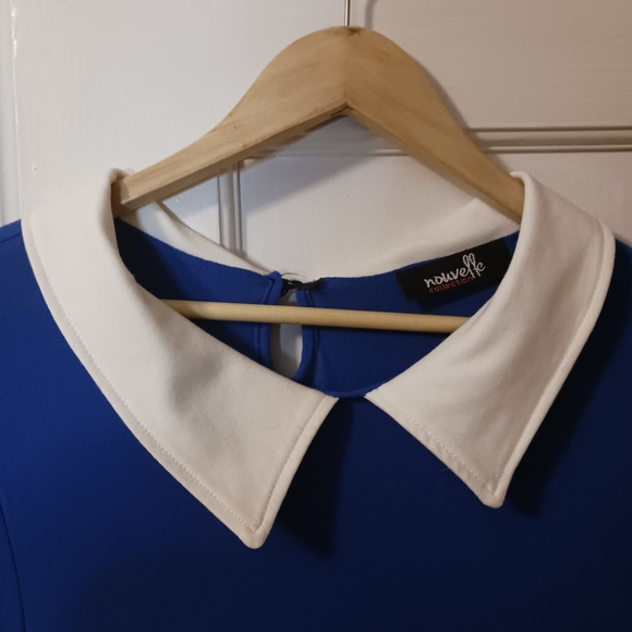 Nouvelle Collection Blue Dress with white collar- Size Large - Picture 6 of 7